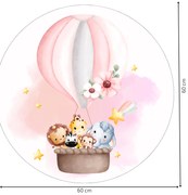 PIPPER. Kör alakú falmatrica "Hőlégballon állatokkal" Méret: 60cm