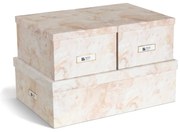 Bézs fedeles dekoratív karton tárolódoboz szett 3 db-os 31x47x15,5 cm Inge Paper Laminate – Bigso