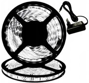 5m LED szalag, hálózati adapterrel, hideg fehér, HT