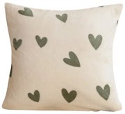 Mikroplüss párnahuzat HEARTINO 45x45 cm, krém színű