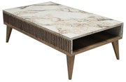 Mila White Marble and Walnut konferenciaasztal