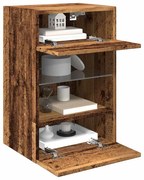 2 db antik fa fali szekrények LED világítással TV-hez 40x30x60,5 cm