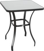 Outsunny Kerti Asztal Bistro Asztal Üveglap Temperált Üveg+Fém Fekete L68.5xW68.5xH84cm | Aosom