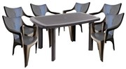 Taranto 6 személyes kerti bútor szett ovális Antracit-Barna asztallal, 6 db Taranto székkel