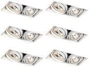 6 darabos süllyesztett spotlámpa szett fehér GU10 50mm 2-fényű keret nélküli - Oneon