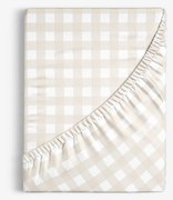 Goldea pamut körgumis lepedő - latté kockás 80 x 160 cm