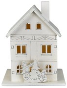 Karácsonyi világító dekoráció Fa házikó, 8 x 10 x8 cm, LED