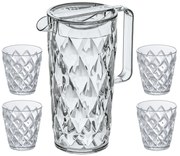 Koziol kancsó 4 pohárral CRYSTAL, 1,6 l