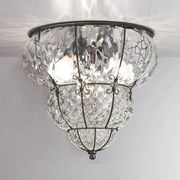 SIRU- Mennyezeti lámpa CLASSIC 3xE14/40W/230V átm. 25 cm átlátszó/fekete Velencei üveg