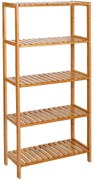 Bambusz polc fürdőszobai, konyhai tároló 5 szintes, natúr 130x26x60cm