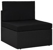 fekete polyrattan középső kanapéelem