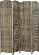 HOMCOM 4-paneles összecsukható paraván, 180 x 180 cm – sötét tölgy | Aosom