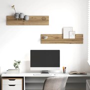 Falpolcok 2 pcs kézműves tölgy 80 x 11.5 x 18 cm Faanyag