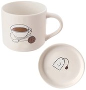 Fehér porcelán fedeles bögre 450 ml – Orion