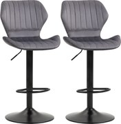 HOMCOM 2 darabos magasságban állítható bárszék készlet ergonomikus ülőkével és lábtartóval, bárszékek velúr hatású anyagból és fémből, 47x51,5x92-114