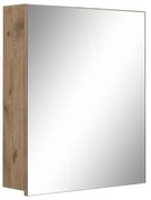 Natúr színű fali tükrös fürdőszoba szekrény tölgyfa dekorral 60x70 cm Wisla – Støraa