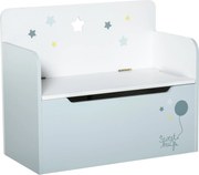 HOMCOM Gyerek 2 az 1-ben Fa Tároló Pad háttámlával 3-6 éves gyermekeknek, 60x30x50 cm, Világoskék | Aosom