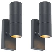 2 db-os kültéri fali lámpa sötét szürke 2-lámpás szürkületi érzékelővel - Duo