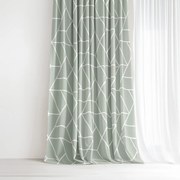 Goldea pamut függöny - mozaik minta, zsálya alapon 140x150 cm