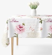Goldea szögletes terítő 100% pamutvászon - pünkösdirózsa mintás 120 x 160 cm