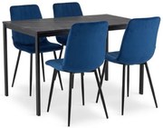 Étkező szett 1 + 4, fekete RAMOD asztal 100x60 cm + kék LAVA szék fekete lábakkal