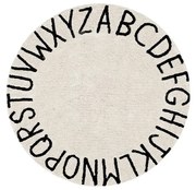 Krémszínű mosható kézi szövésű pamut gyerek szőnyeg ø150 cm ABC Natural Black – Lorena Canals