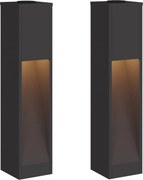 vidaXL Napelemes LED Útjelző Lámpa 2 pcs Fekete Hidegen hengerelt acél
