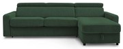 Sötétzöld kordbársony kinyitható sarokkanapé (variálható) Monaco – Bobochic Paris