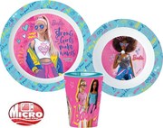 Barbie Stylish étkészlet, micro műanyag szett, pohárral 260 ml