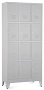 Fém szekrény - 12 doboz, 90 x 40 x 196,5 cm, helyreigazítással, hengerzár, világos szürke - ral 7035