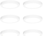 6 darabos süllyesztett vagy felületre szerelhető spotlámpa szett fehér 18 cm LED-del, 3 lépéses Dim to Warm funkcióval - Trans