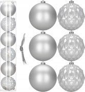 Ezüst Karácsonyfadísz 6db 15cm Törhetetlen Karácsonyi Díszek