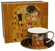 Klimt porcelán csésze aljjal The Kiss fekete díszdobozban