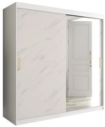 Ruhásszekrény 200 cm Marbelo T2 (matt fehér + fehér márvány). 1064600