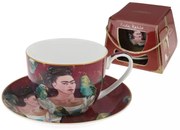 Porcelán csésze aljjal Frida Kahlo önarckép díszdobozban