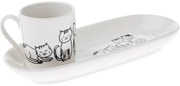 Porcelánová šálka s podšálkem Kočky 90 ml