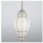 SIRU - Csillár láncon RIVISTO 1xE27/60W/230V átm. 45 cm fekete/fehér Velencei üveg