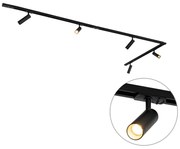 Modern sínrendszer 5 fekete spotlámpával, 1 fázisú, 3,5 cm - Iconic Jeana Luxe