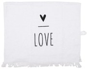 Konyhai kéztörlő pamut fehér fekete szívecskés LOVE