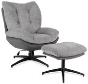 Forgó Relaxfotel Lábtartóval Szürke/Fekete Színben. FREMONT