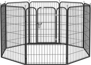 PawHut Kiskutya Játékkerítés - Állat Játékudvar - Kutya Játékkerítés - Formaalakítható Takavásár, Ajtóval, Fém 80 x 100 cm Fekete | Aosom