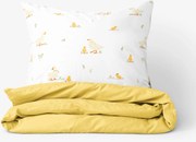 Goldea húsvéti pamut ágyneműhuzat duo - kacsák, sárga hátoldal 140 x 200 és 70 x 90 cm