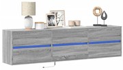 szürke sonoma színű fali TV-szekrény LED-del 180 x 31 x 45 cm