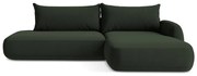 Sötétzöld kinyitható sarokkanapé (jobb oldali-heverő résszel) Hale – Makamii