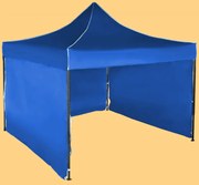 Gyorsan összecsukható sátor 3x3 m – acél, Kék, 3 oldalfal