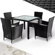 Casaria® Kerti rattan szett Berlin 1+4 - fekete