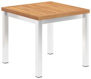 vidaXL tömör tíkfa és rozsdamentes acél kerti kisasztal 45x45x38 cm