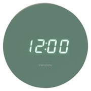 Karlsson 5981GR dizájner LED-es óra ébresztővel,zöld, 9 cm átmérőjű.