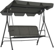 Outsunny Háromszemélyes Kültéri Kertihinta Állítható Napernyővel PE Rattan Üléssel és Kartámaszokkal Erkély Terasz Patio 240 kg Teherbírás 167x112x153