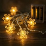 NEXOS Karácsonyi fénylánc hópehely meleg fehér 20 LED